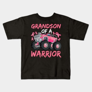 Truck Grandson Of A Warrior Breast Cancer Pink Ribbon Kids T-Shirt